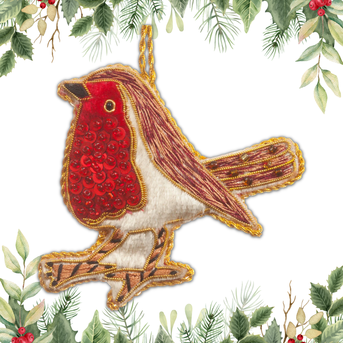 Image of Sequined Robin Hanging Decoration