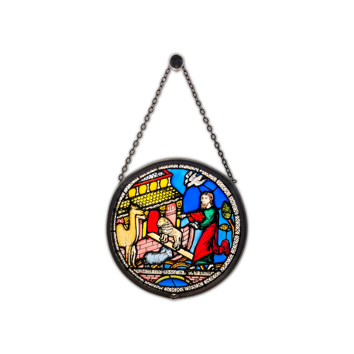 Image of Noah’s Ark Ely Cathedral Stained Glass Roundel - 2.5 Inch